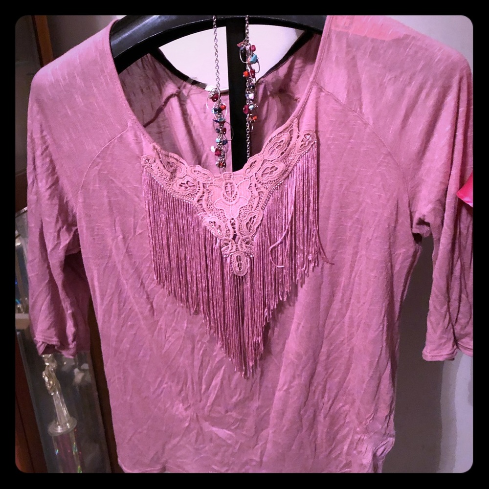 3/4 length fringe blouse